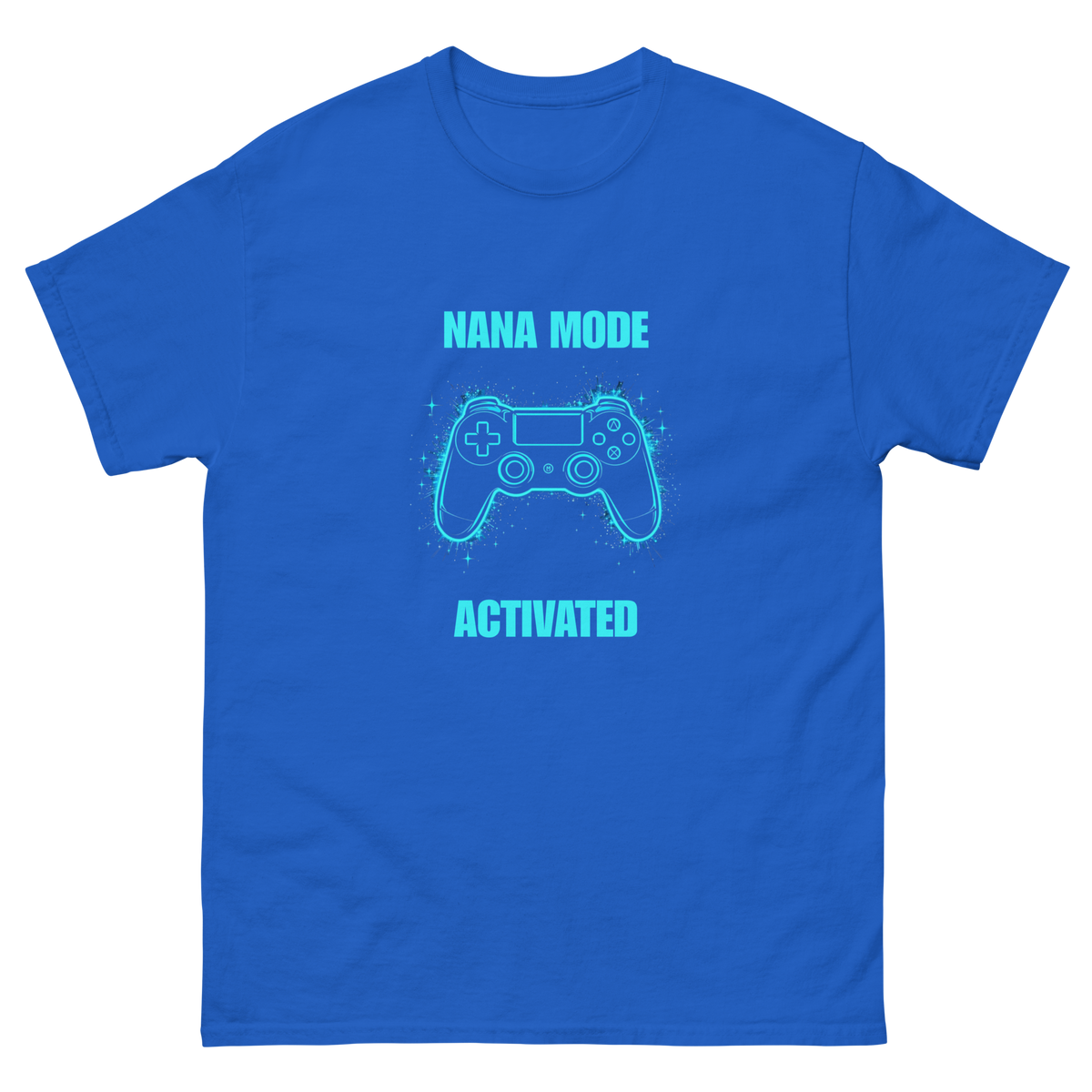 Nana Mode Activated blue retro gaming graphic tee