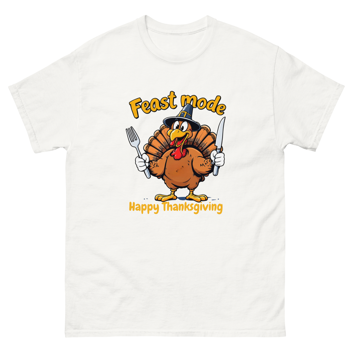 Women's Feast Mode Thanksgiving shirt with festive holiday design-Product mockup