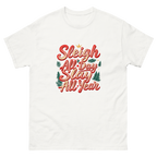 Festive Christmas graphic tee featuring Sleigh All Day Slay All Year design-Product mockup