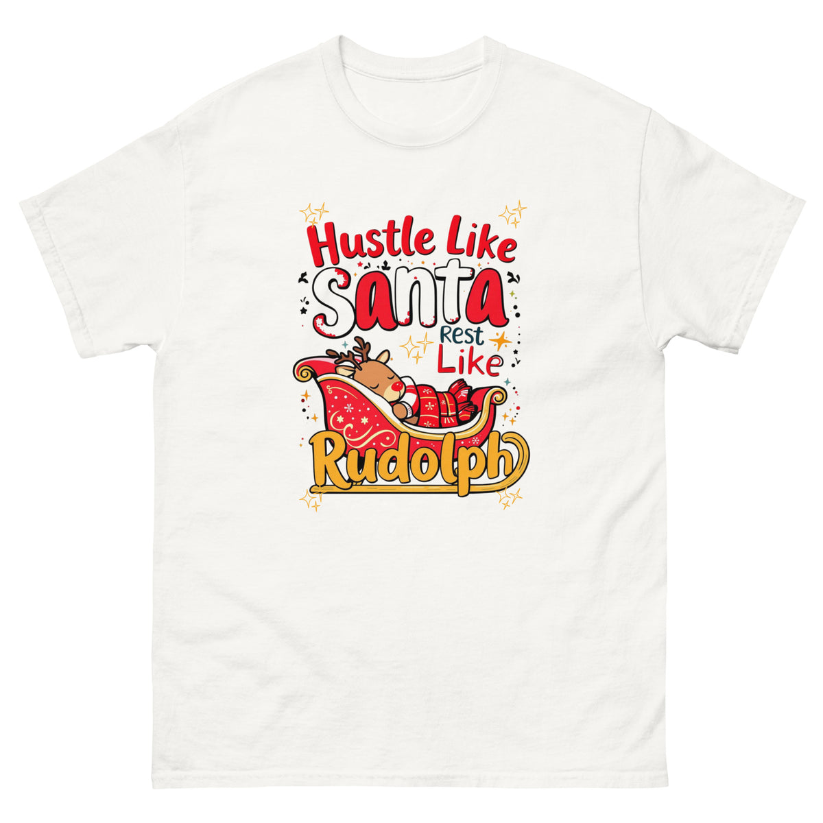 Mompreneur Christmas shirt with Hustle Like Santa Rest Like Rudolph design-Product mockup