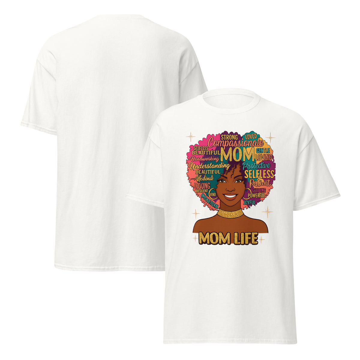 Women's Afrocentric Mom Life shirt celebrating Black moms