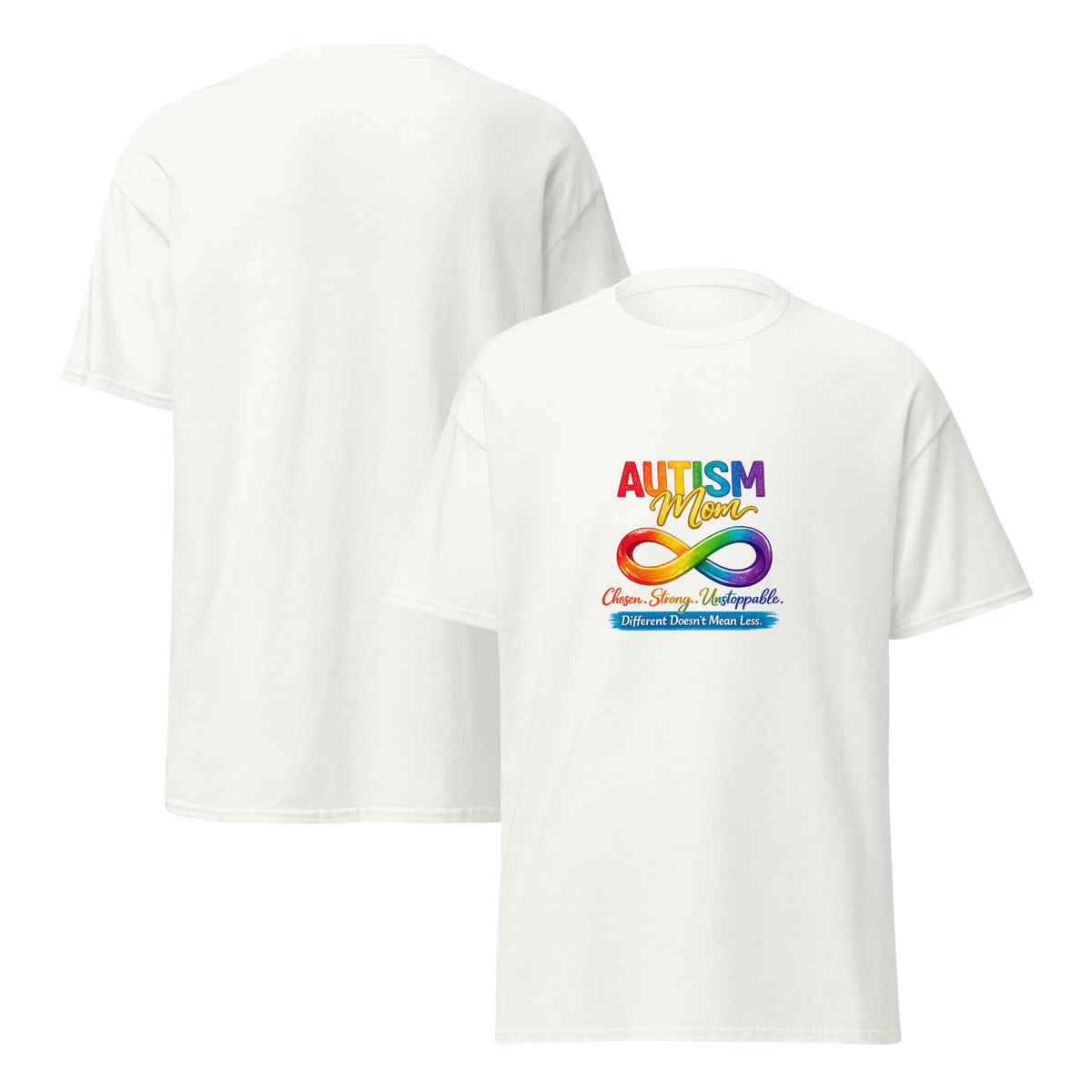 Autism Mom shirt featuring Different Doesn't Mean Less message