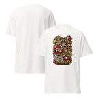 white - Identity boutique graphic tee with crown butterfly pearl and red gold accents-front view