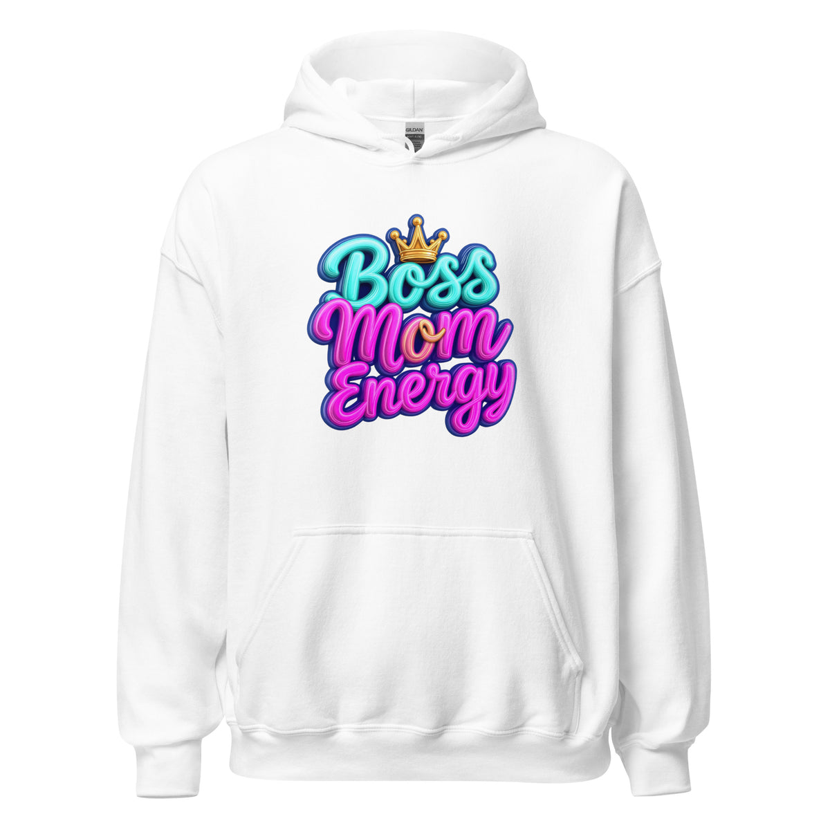 white - Boss Mom Energy hoodie product mockup featuring empowering design for entrepreneur moms-Product mockup