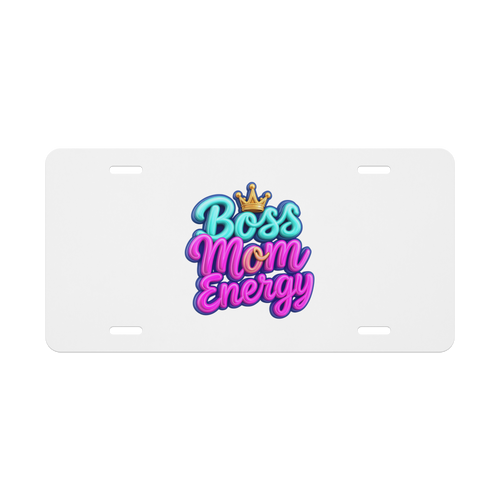 Boss Mom Energy motivational vanity license plate-Product mockup